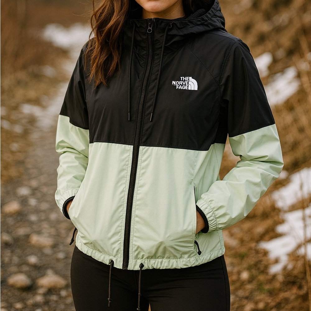 The North Face Women’s Hooded Windbreaker Jacket Black Mint Size M NWOT - Picture 2 of 11